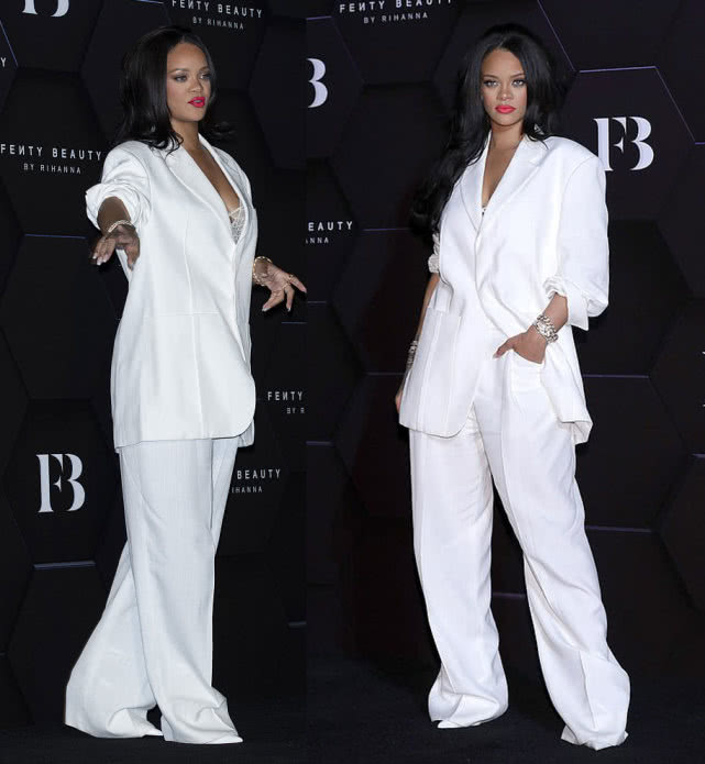 蕾哈娜穿连体装外出,蕾哈娜oversized出街