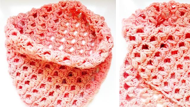 针织镂空三角围巾编织教程,针织围巾三角图案