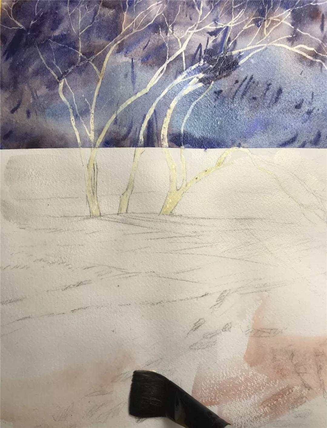 100幅风景写生水粉画教程,如何画雪景图水彩画教程
