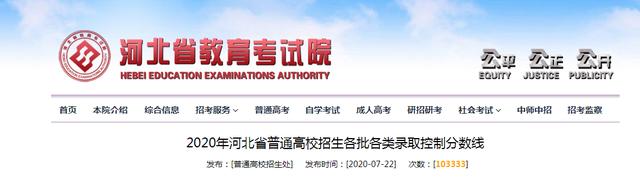 2021年河北高考各批次控制分数线,河北省录取分数线2020年一分一档