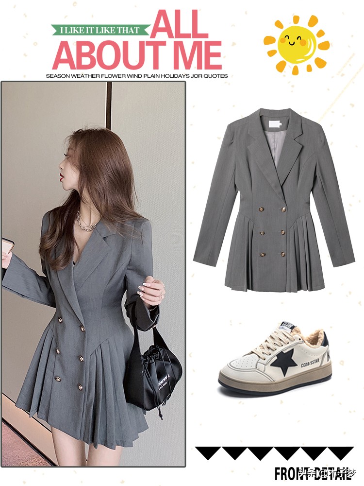 西装洋气御姐连衣裙,西装连衣裙气质高级感有腰带的