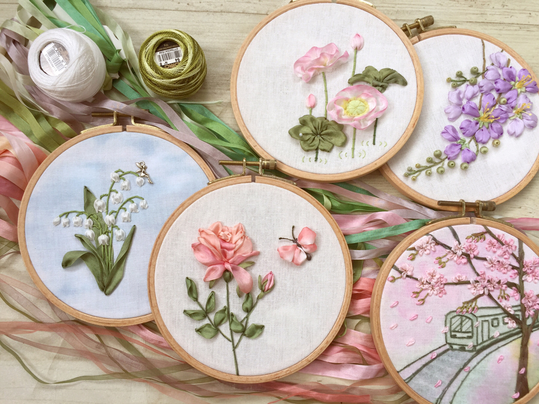 丝带绣简单的图案,丝带绣视频花样