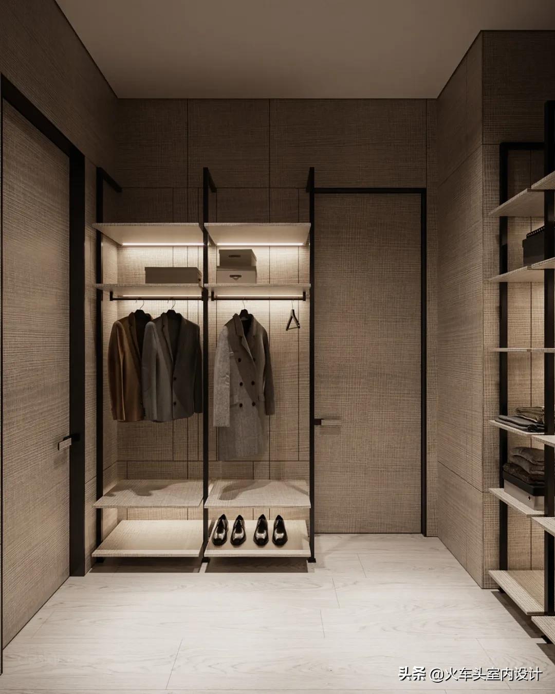 走入式衣帽间设计效果图轻奢风,轻奢简约大气衣帽间