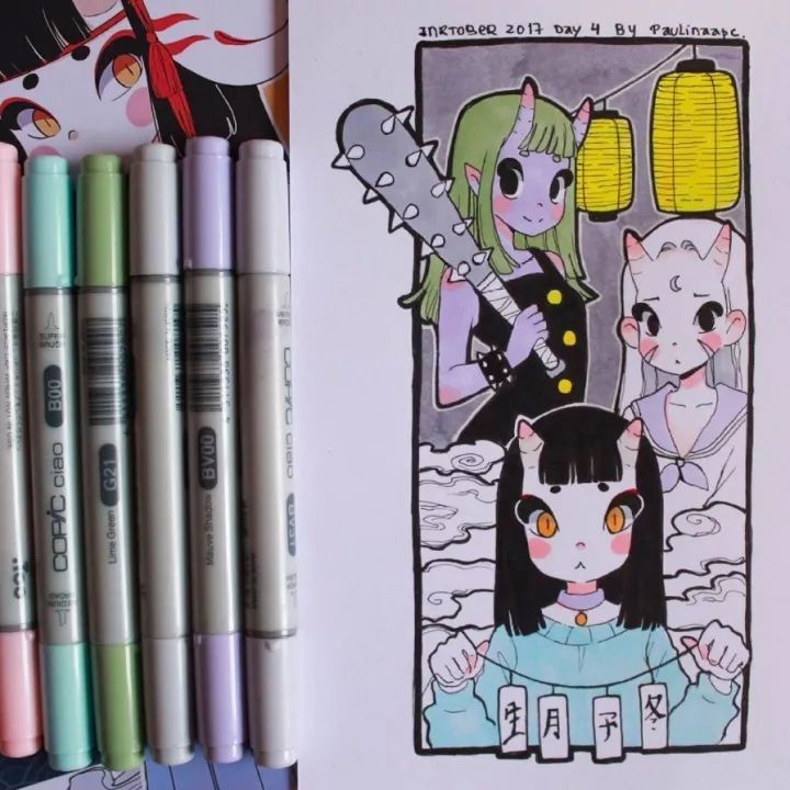 马克笔插画我是小妖怪,马克笔手绘插画清新