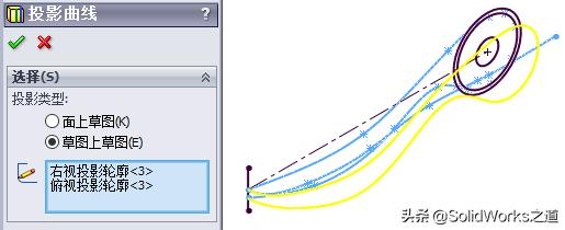 solidworks怎么把线投影在曲面上,solidworks曲面投影拉伸切除