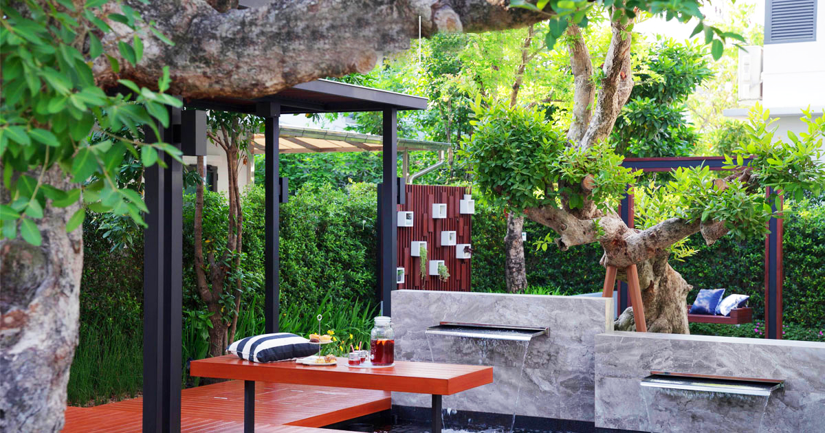 庭院景观亭子布局,10个带有凉亭的庭院设计实景图