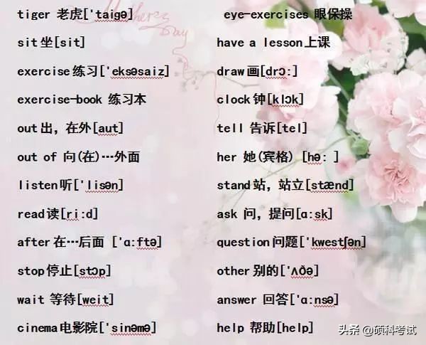 小学六年级单词音标复习,小学1-6年级必考词语