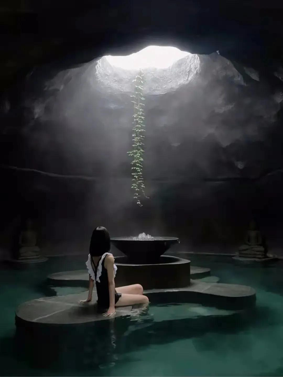 露天温泉小院精品,一房一厅庭院私家温泉