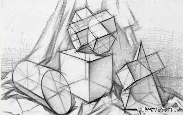 素描静物几何石膏组合图片,初学者素描入门石膏