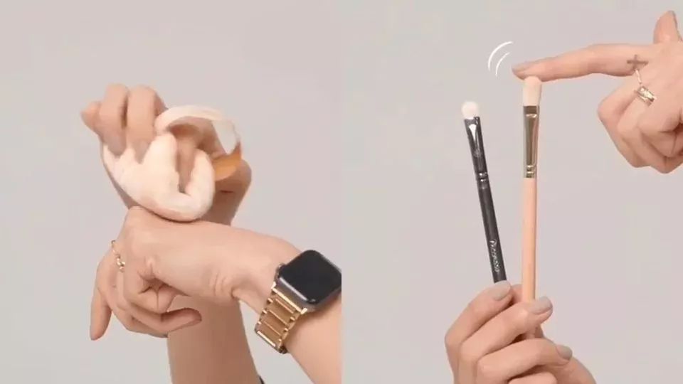 裸粉色眼影大面积晕染眼窝,化妆眼影晕染手法及色彩搭配技巧