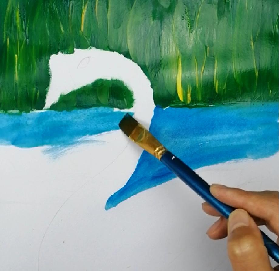 大白鹅彩铅儿童画,水粉大白鹅的画法