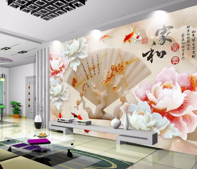 客厅沙发浮雕立体挂画背景墙,现代装饰风格电视背景墙效果图