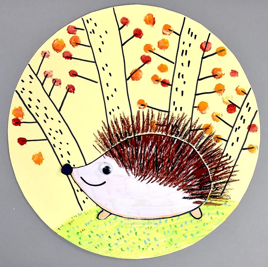 儿童画教程｜幼儿秋季艺术启蒙课程《小刺猬搬果果》