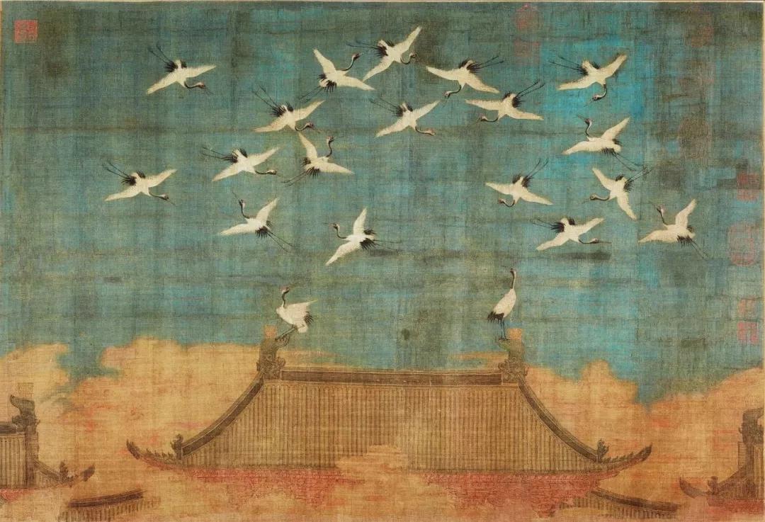 瑞鹤图局部欣赏,宋代名画瑞鹤图