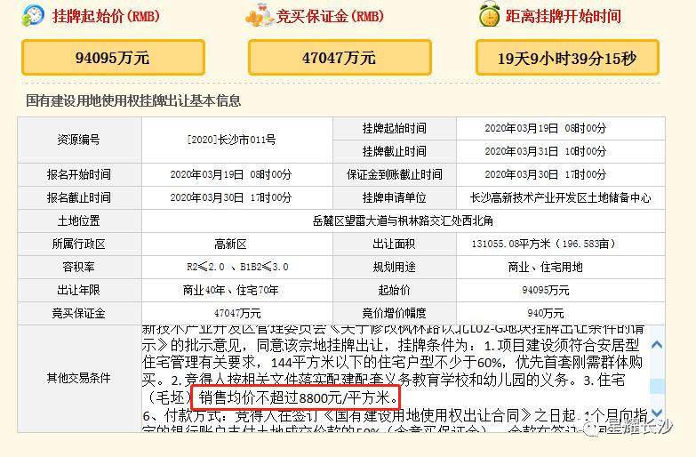 长沙最新限价地,长沙推出一宅地取消限价