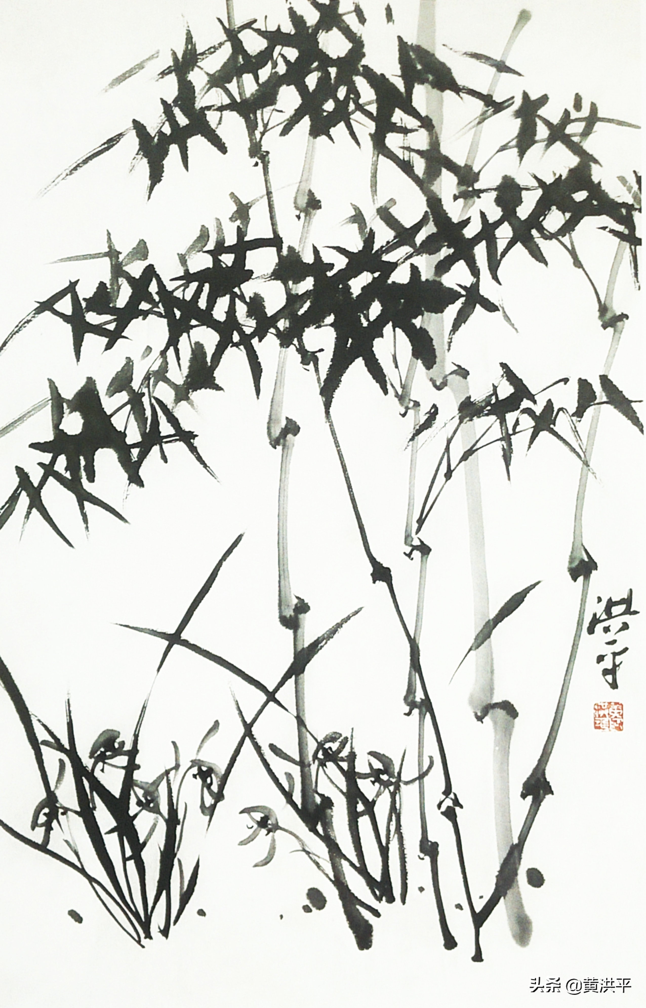 墨竹写意国画大全,写意墨竹的画法图片