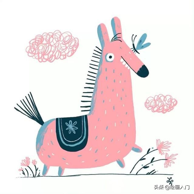 彩铅小动物插画简单,彩铅插画小动物手绘