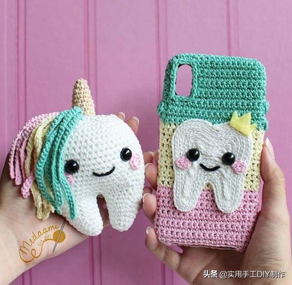 针织手机壳教程全部,萌萌的手机套编织