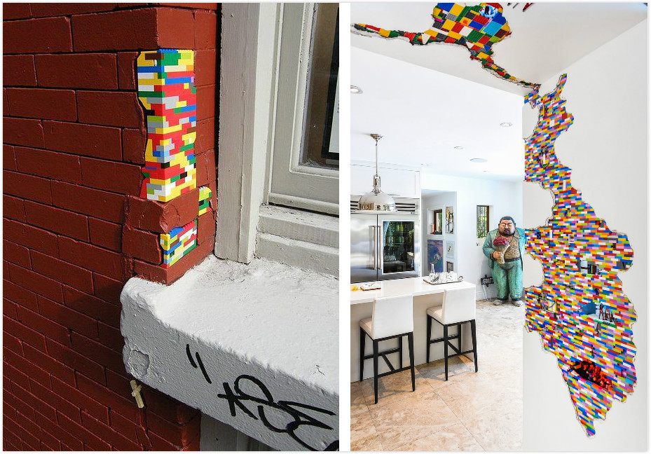 儿子不要的乐高，拿来修复墙角的坑坑洼洼，国外这位老爸可真牛