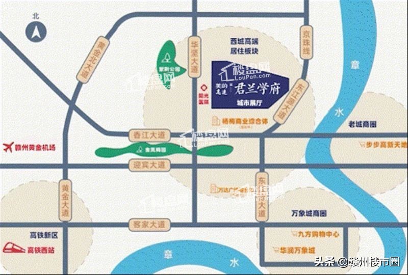 美的君兰学府赣州航拍,赣州美的君兰学府周围规划