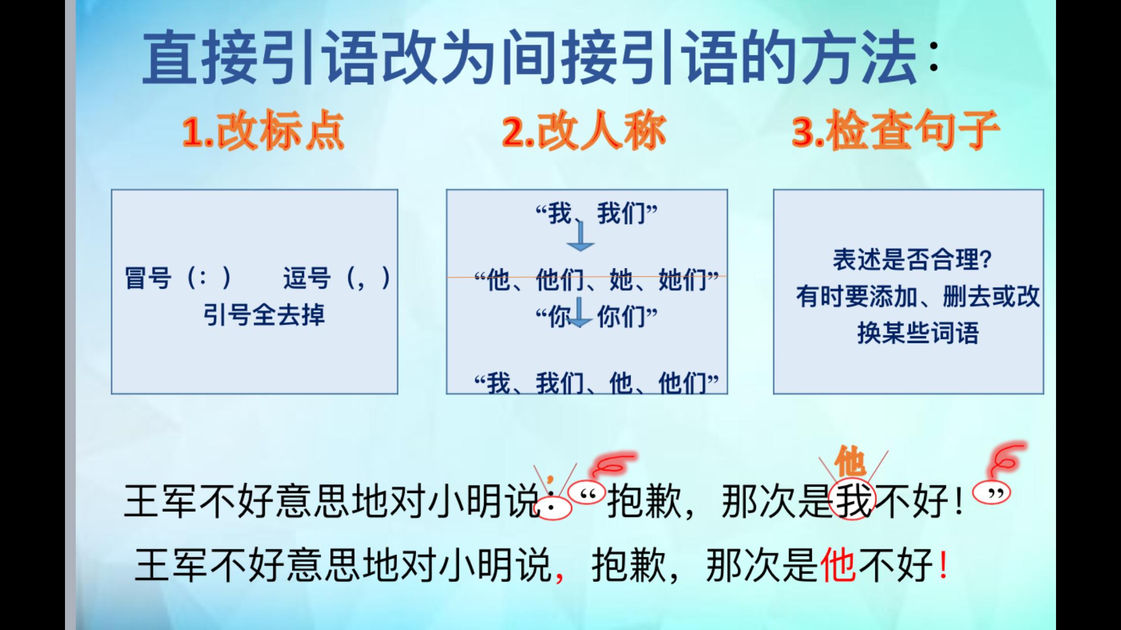 语文直接引语变间接引语注意事项,语文直接引语和间接引语讲解