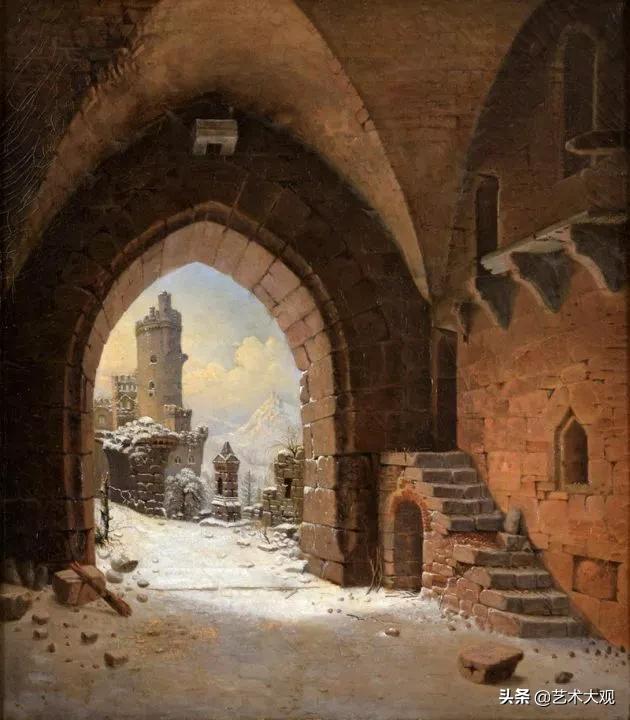 欧洲古建筑风景油画,世界上最顶级的树林木屋风景油画