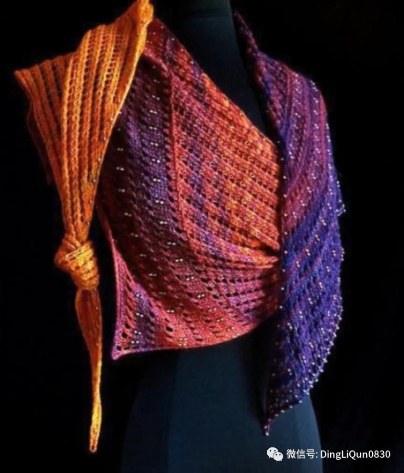 披肩围巾两用针织方法,针织时髦的新型披肩