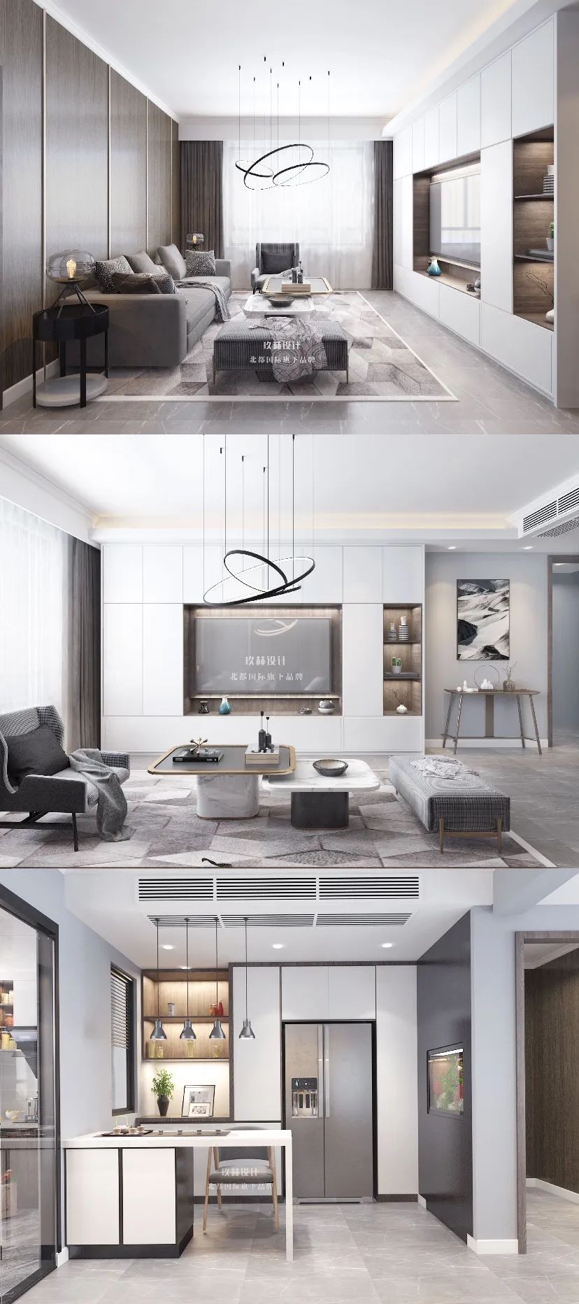 北京装修90平三室,北京90平方房屋装修设计现代简约