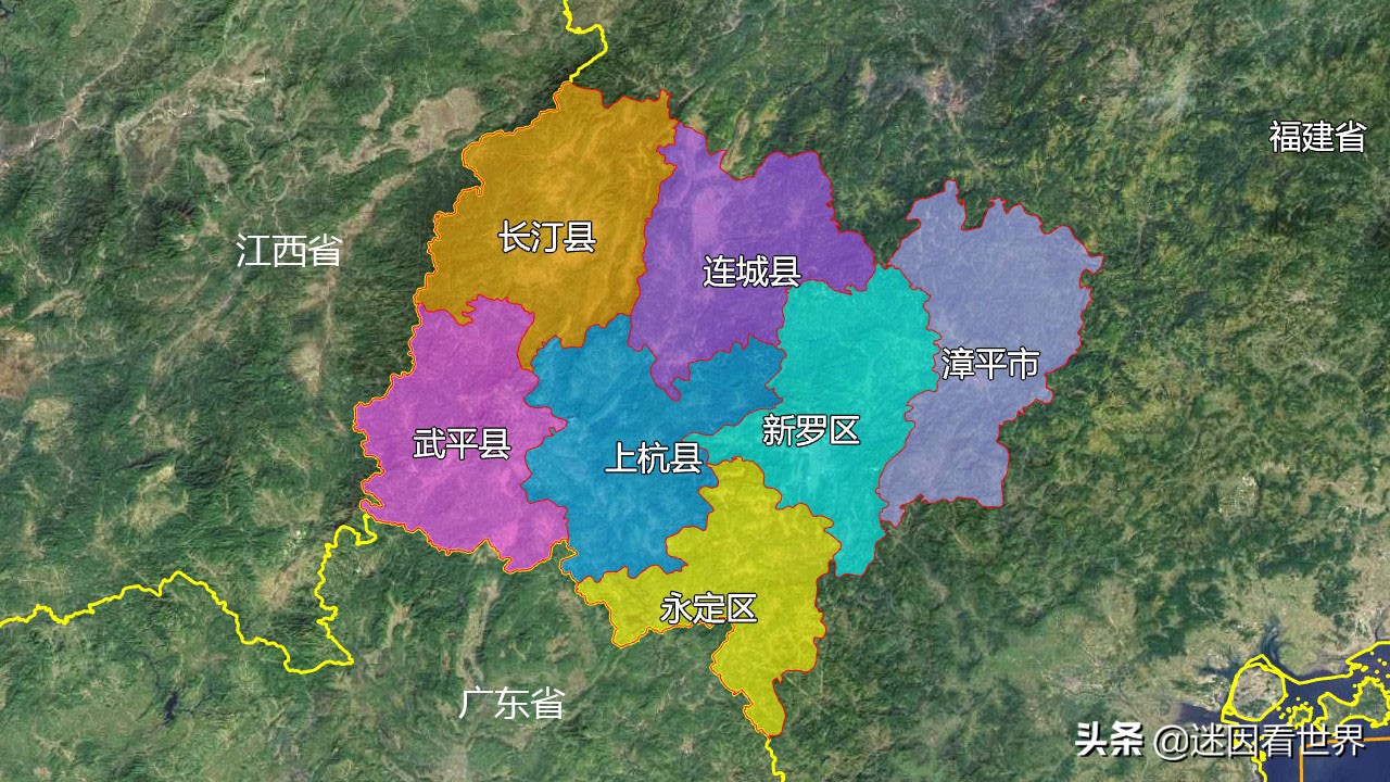 9张地形图,快速了解福建省龙岩市的7个市辖区县市