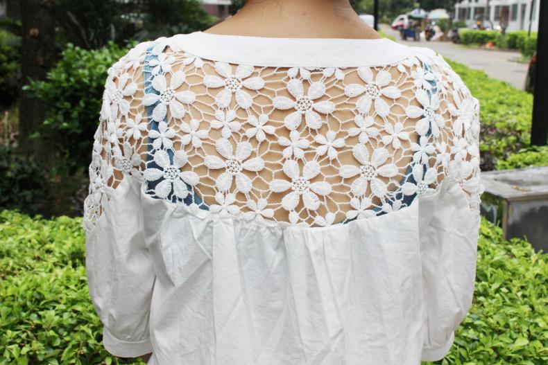 高端欧货刺绣钩花纯棉白色衬衣,验货拍照片