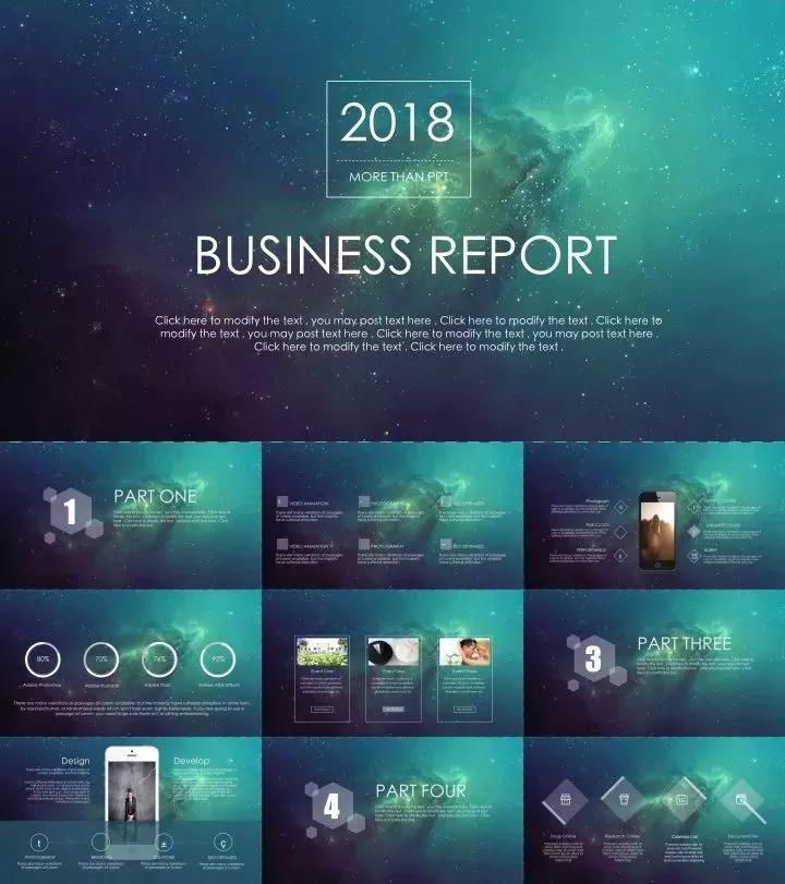 ppt星空模板免费下载,简洁时尚深蓝星空风ppt模板