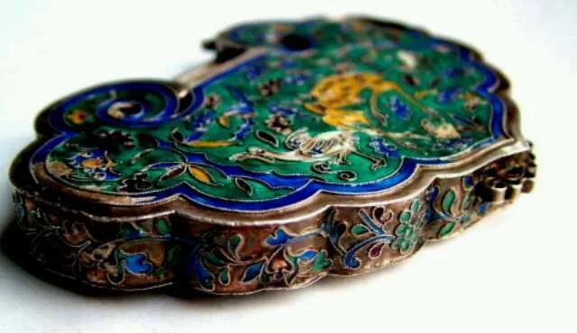 古法方形金锁,清代老银制长命锁