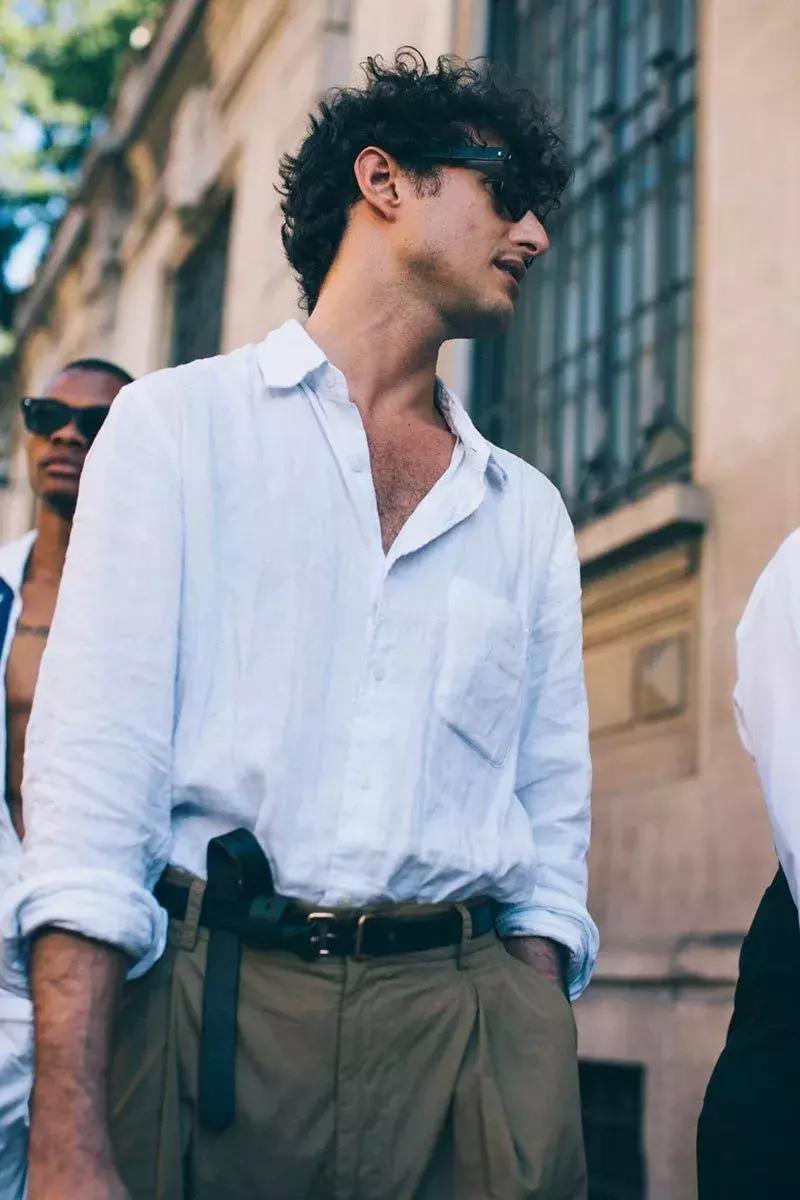 一根腰带穿衣搭配图,一条细细的腰带