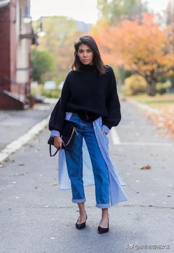 毛衣衬衫高雅上档次,毛衣搭衬衫怎么穿