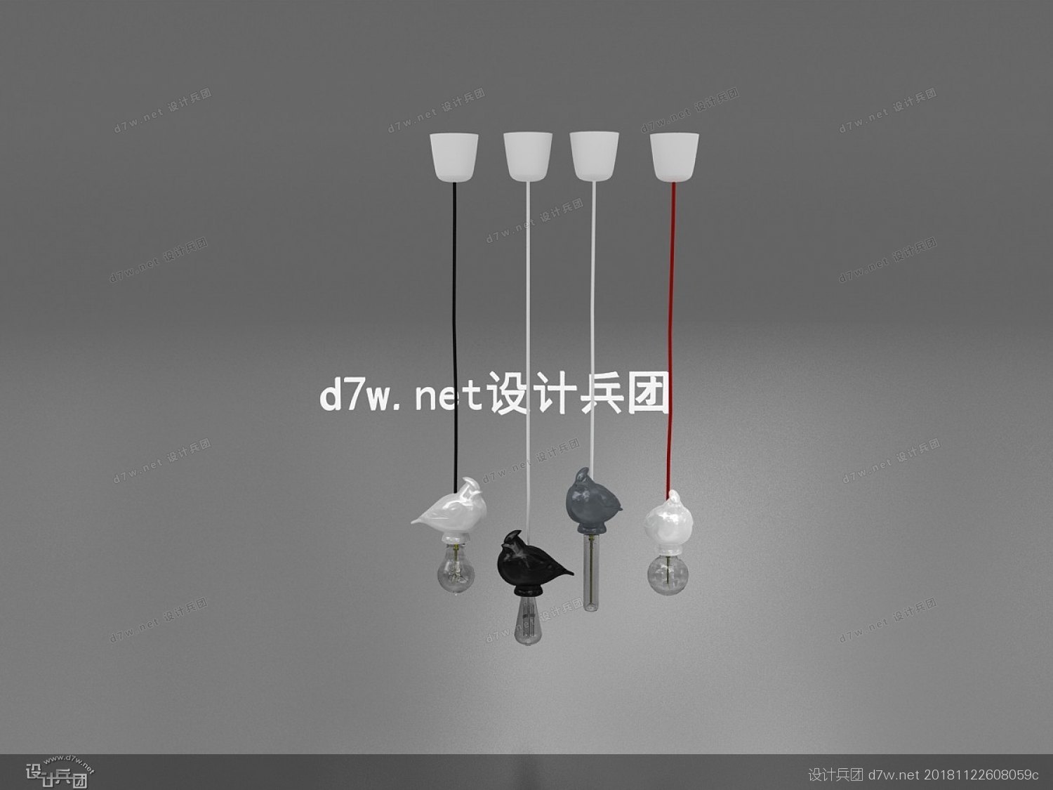 中式镂空格栅吊灯3d模型,单头小吊灯效果图