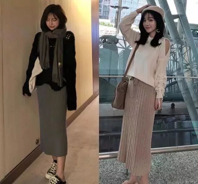 针织开衫搭配半身裙秋冬,秋冬针织半身裙怎么搭
