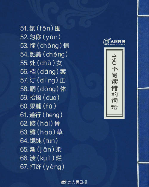 容易读错的汉字人民日报,一读就错的汉字为了孩子收藏了
