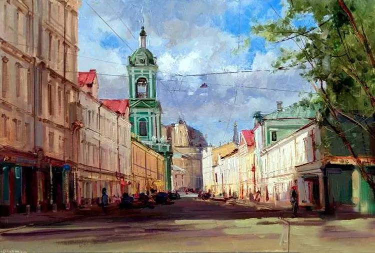 油画风景画氛围感,欧洲城市风景油画