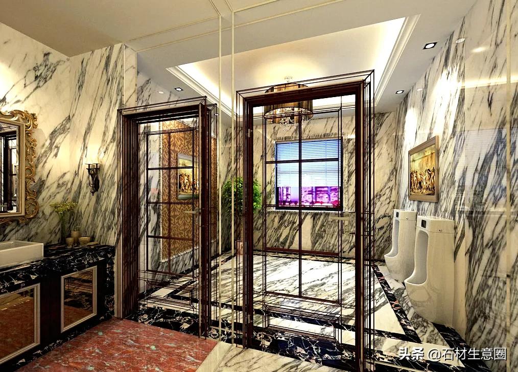 大理石做的浴室柜效果图,极简风格大理石浴室