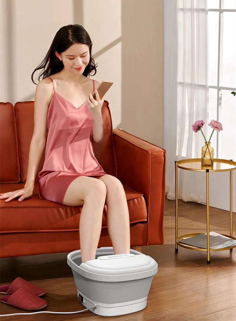 便携式泡脚盆自动加热按摩,恒温足浴泡脚盆