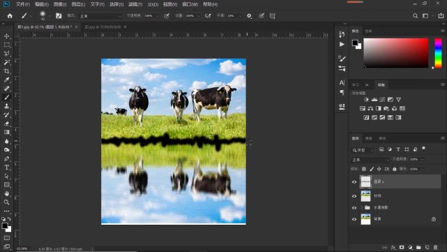 水面倒影ps羽化,ps更换天空加水面倒影