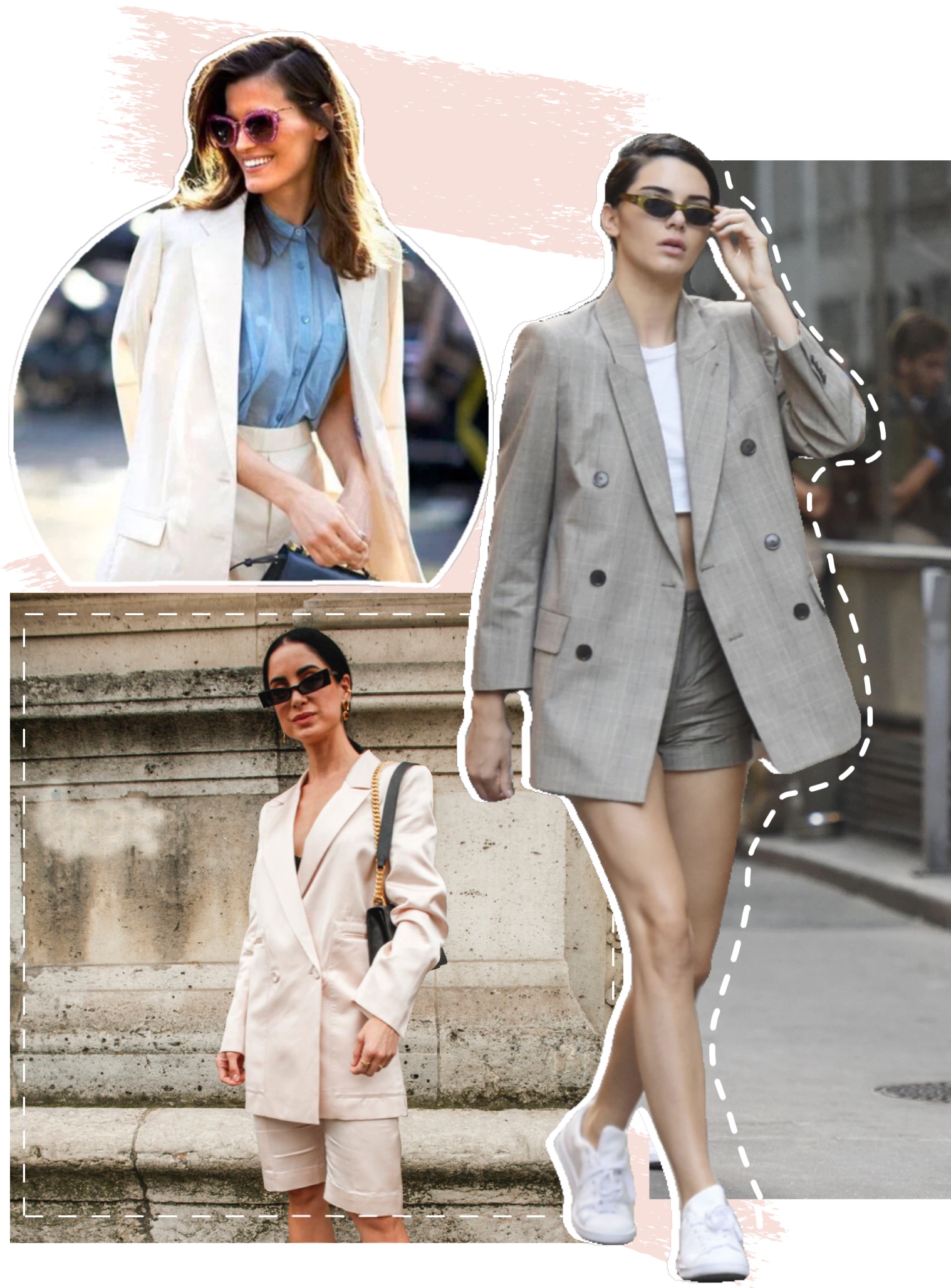 西装配潮流短裤,时尚气质小西装配皮短裤穿搭