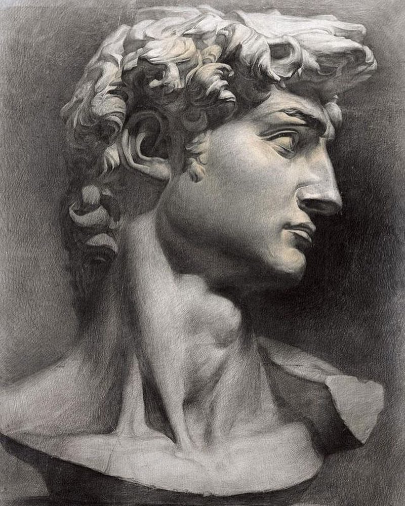 石膏头像大卫素描教程步骤,小卫石膏头像素描教程完整版