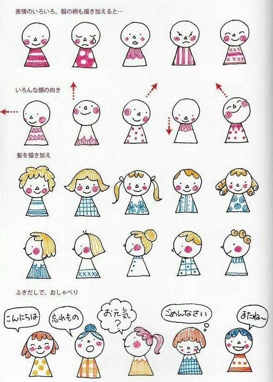 100个可爱图案简笔画人物,100个可爱简笔画比心小人