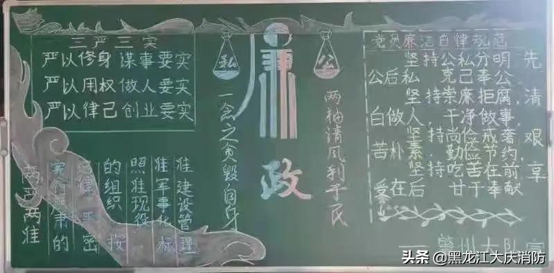 大庆支队开展“读、讲、画、树、谈”实践活动—“画廉画、蕴丹心”黑板报作品展