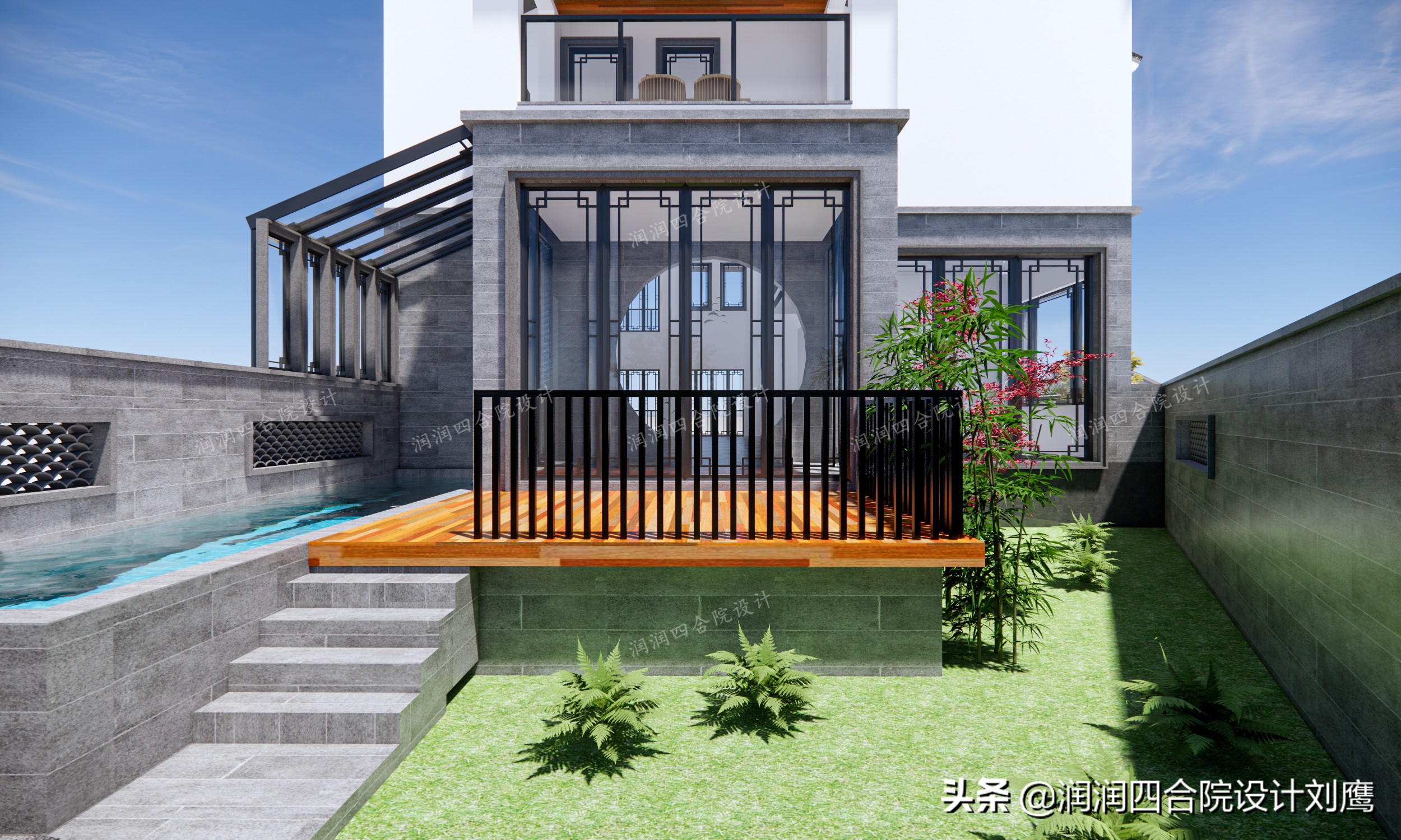 新中式四合院别墅设计图片欣赏,新中式四合院别墅设计案例图纸