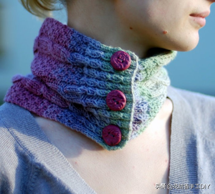 毛线编织围脖花样教程,毛线套头围脖编织教程