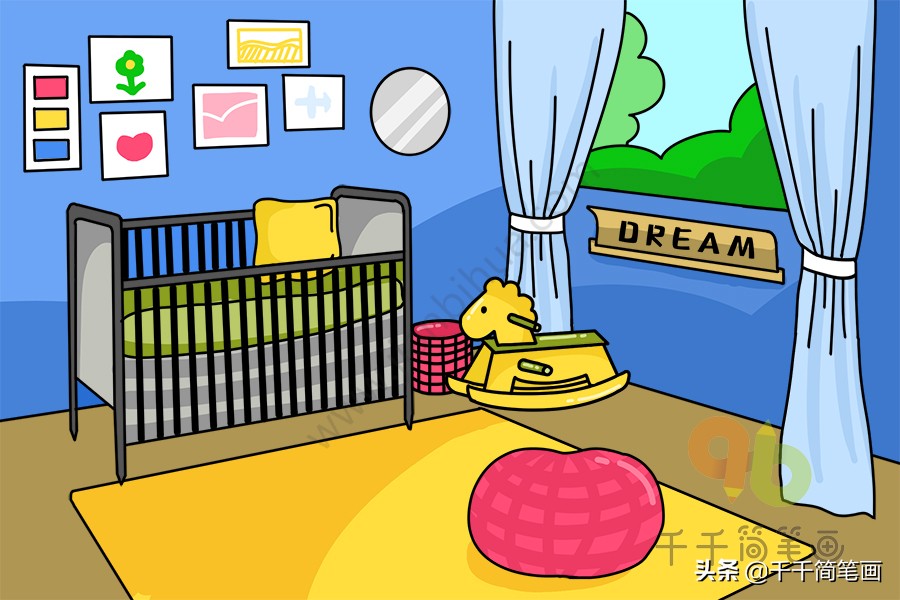 书桌简笔画简单又好看加凳子,学会整理书桌和房间的简笔画