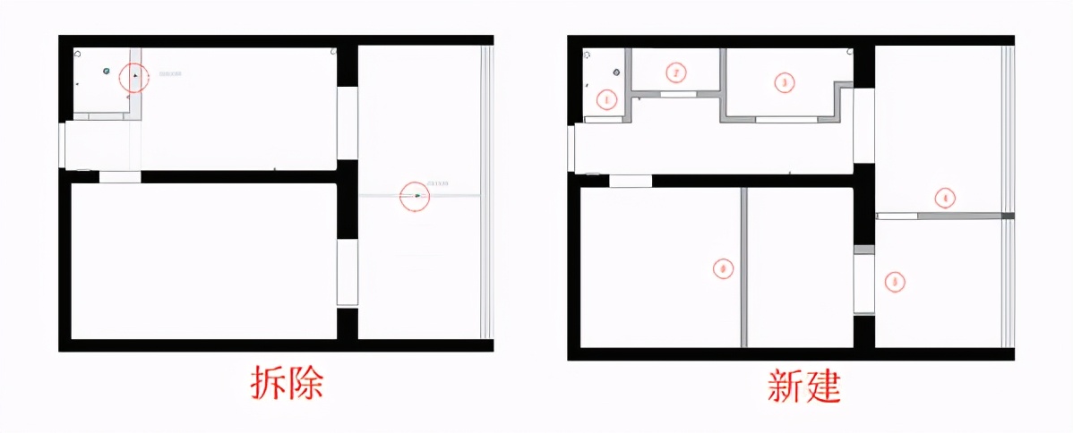 套内40平米二房一厅设计图,一体式干湿分离卫浴房