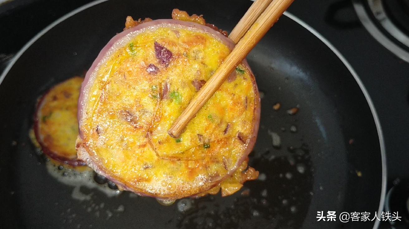 营养早餐简单做,1个洋葱3个蛋,楼下摆摊超火的鸡蛋香饼,真好吃